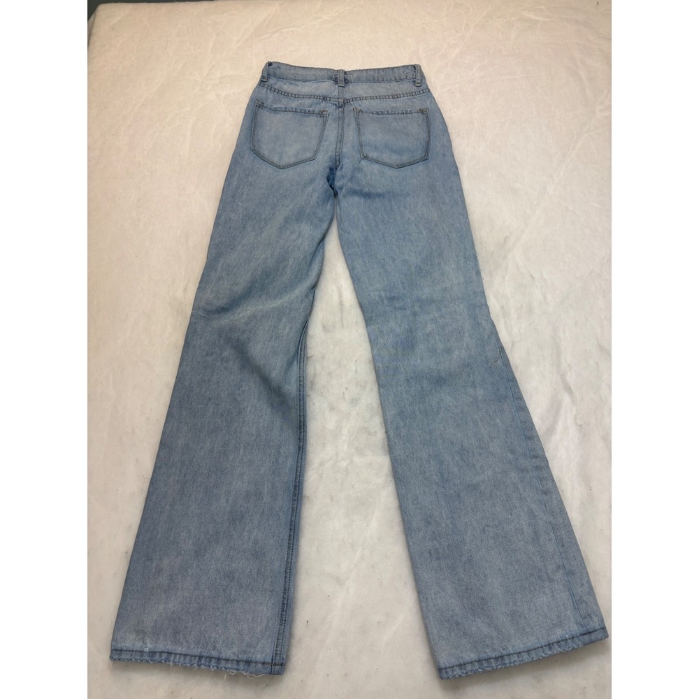 Vervet Los Angeles Womens Light Wash Distressed Wide Leg Jeans V2473 Size 24 - Picture 13 of 14